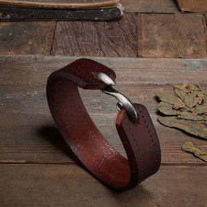 새로운 도착 빈티지 심플한 디자인 S 후크 남성 정품 가죽 커프 팔찌 남성 여성을위한 패션 보석 손목 팔찌 - Product Image 5