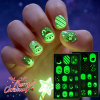 Autocollants pour ongles non toxiques personnalisés pour enfants, thème Noël (Bonhomme de neige, Pain d'épices, Père Noël, Sapin, Flocon de neige, Cerise, Cloche), pour cadeau de fête