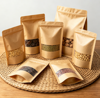 Sac en papier mat/brillant en stock avec logo, anti-odeur, biodégradable, alimentaire, emballage de contact scellé, sac alimentaire en papier kraft