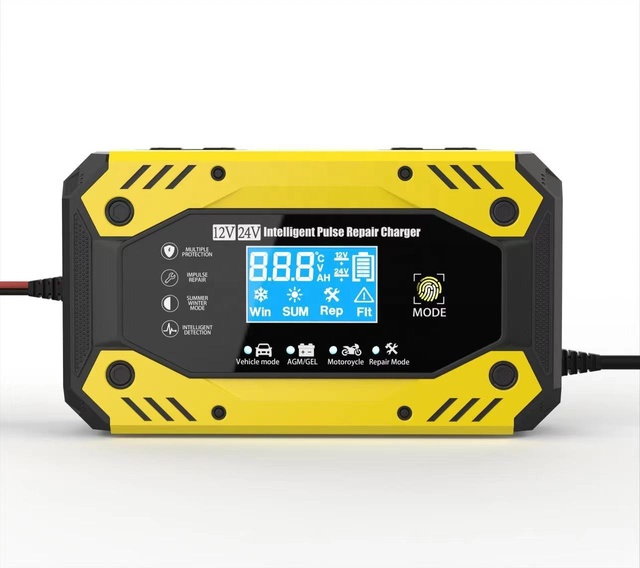 AUTO Plus Adjust LCD Battery Charger 12V-24V Car Booster 4A-8A