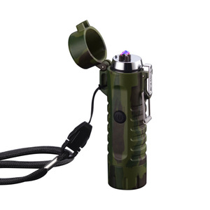 Linterna para acampar al aire libre con encendedor de doble arco, recargable por USB, resistente al viento y al agua para uso en exteriores - Product Image 1