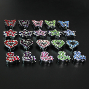 Braccialetto con ciondoli scorrevoli con strass di colore da 10mm che fa stelle cuore fiore Fit collari per animali domestici braccialetti portachiavi accessorio fai da te regalo - Product Image 5