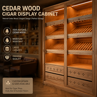 Humidor à cigares sur mesure en gros, armoire en bois massif avec doublure en pin, porte vitrée, éclairage LED, contrôle de la température et de l'humidité pour la maison, l'hôtel et le club
