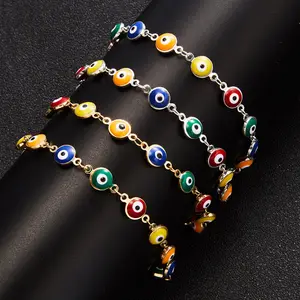 Olivia New Hot Selling Multicolor Evil Eye Bracelet Gold Link Chain Hand Bracelets Design