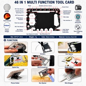 Regalo Promozionale: Portafoglio Personalizzato con LOGO, Attrezzi Utilitari, Apribottiglie, Carta di Credito Multifunzione Arancione per Sopravvivenza Urbana - Product Image 2