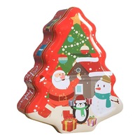 Boîte en Fer Durable de Noël avec Père Noël Bonhomme de Neige Pingouin Homme Pain d'Épices pour Chocolats et Bonbons – Emballage Cadeau