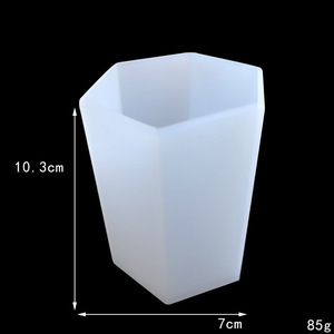 六角形シリンダーシリコンモールド、セメントキャンドルジャー用、樹脂鋳造、石鹸、花標本用の柱型シリコンモールド - Product Image 2