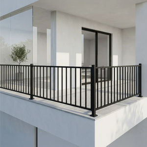Rampe de balcon en métal noir, clôture de terrasse extérieure moderne, barres verticales robustes, garde-corps de sécurité extérieur pour la maison, design élégant, durable - Product Image 1