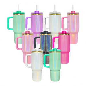 40oz Large Capacity Outdoor Travel Mugs Cup Vacuum Insulate Shimmer H2.0 Gold Plated Tumbler for Laser Sublimation - Product Image 1