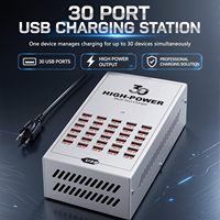 Station de charge USB multi-ports 30 ports, Hub USB multi-ports de bureau pour l'école/l'hôtel/les voyages/les magasins, compatible avec les téléphones et les tablettes