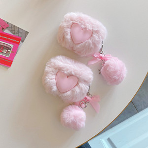 Fourrure de lapin <span class=keywords><strong>mignon</strong></span> dessin animé rose en peluche coeur aimant anti-chute accessoires pour écouteurs couverture pour <span class=keywords><strong>Airpods</strong></span> pro 1 2 3 étui pour écouteurs - Product Image 5