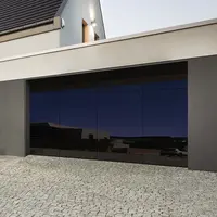 Porta di vetro senza telaio rispecchiata a piena vista sezionale nera isolata elettrica economica moderna residenziale del garage