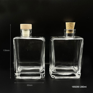 Bouteille en verre de forme carrée pour boissons au lait, avec bouchon en liège métallique, de 280ml, 1 pièce - Product Image 3