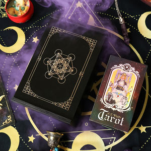 Caja de Almacenamiento de Cartas de <span class=keywords><strong>Tarot</strong></span> de Madera con Diseño Pintado, Soporte Multifuncional para Cartas Estándar - Product Image 3