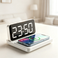 Pengisi Daya Nirkabel 2-in-1 Multifungsi 15W Pengisian Cepat dengan Jam Alarm Pengisi Daya Nirkabel Dalam Ruangan