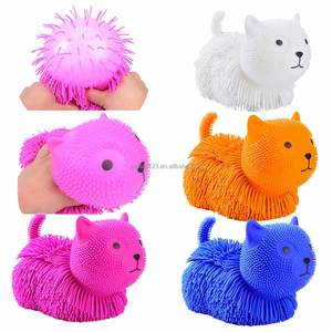 Grande balle anti-stress chat à poils longs et duveteux, jouet à presser en peluche douce, animal réaliste mignon, jouet de décompression et de farce - Product Image 1