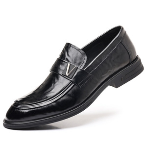 New Genuine Leather Business Casual Men's Shoes - Leather <b>Pointed</b>-<b>toe</b> Business Formal Shoes - Men's Fashionable One-piece Shoe - Product Image 1