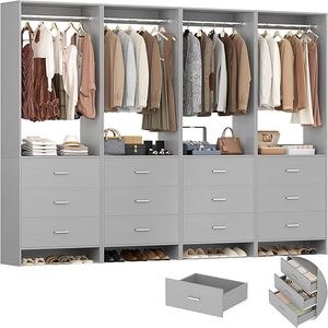 Nouveau design de garde-robe <span class=keywords><strong>en</strong></span> <span class=keywords><strong>bois</strong></span> moderne dressing cintre Portable garde-robe système de support de placard ouvert - Product Image 4