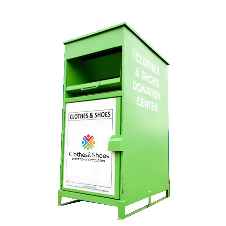 Large Volume Clothing Donation Bin Steel Donation Collection Bins For Clothing