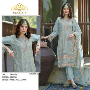 Organza pesada con Secuencia de bordado, traje pakistaní de trabajo para boda y fiesta, traje Salwar con conjunto Dupatta - Product Image 4