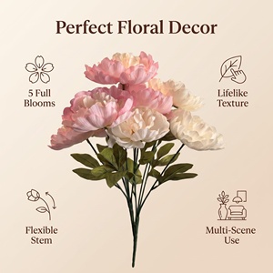 Fleurs <span class=keywords><strong>de</strong></span> pivoine artificielles roses à 5 têtes, bouquet <span class=keywords><strong>de</strong></span> pivoines en soie <span class=keywords><strong>pour</strong></span> la décoration <span class=keywords><strong>de</strong></span> la maison, des mariages et des fêtes, fleurs artificielles réalistes en gros - Product Image 5