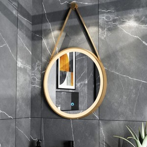<b>Round</b> <b>Mirror</b> Wall Mount With Strap Aluminum Alloy <b>Frame</b> 80cm Max Size For Bathroom Or Bedroom Use - Product Image 1