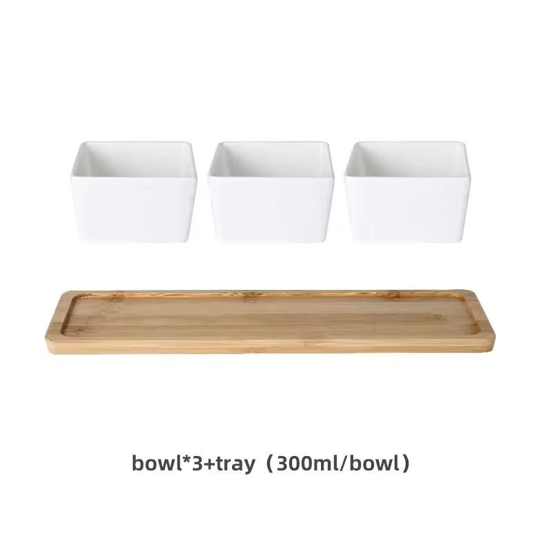 3 cuencos triples blancos