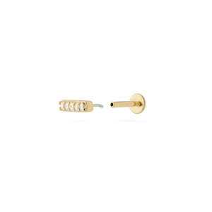 Boucles d'oreilles clous en argent sterling S925 avec diamant simple rangée, 18G, dos plat, pour piercing de cartilage, 8mm - Product Image 4