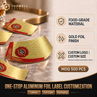 Étiquettes autocollantes personnalisées en aluminium doré, étiquettes en feuille d'or gaufrée imperméables pour le cou des bouteilles de vin, de bière et de whisky