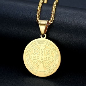 Stainless Steel Pendant Necklace 18K Gold Plated Zircon Unisex Retro Clavicle <b>Chain</b> Gift - Product Image 2