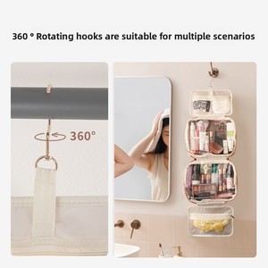 Borsa da Toilette Rettangolare Multifunzione in PU con Gancio, Design Pieghevole Comodo per Viaggi d'Affari e Bagaglio a Mano - Product Image 5