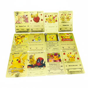 Prêt à Expédier Cadeau de la Saint-Valentin Romantique Evoli Pikachu Je Te Choisis Je T'aime Cartes Coeur Or Métal Poke mon Card - Product Image 1