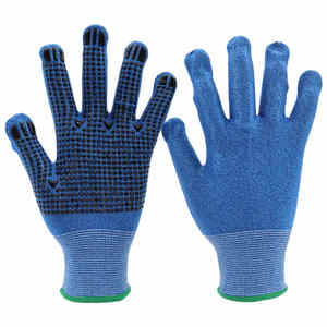 SONICE Guantes de trabajo de punto de algodón con puntos de PVC anticorte de alta calidad Protección de manos recubierta de Palma antideslizante - Product Image 1