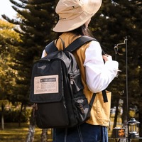Sac à dos en toile imperméable grande capacité, style coréen, design couple, pour étudiants, école, voyage, ordinateur portable, avec fermeture éclair géométrique