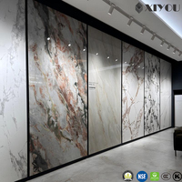 Panel Dinding Batu Sinter Foshan Pandora 1200x2400mm Ukuran Besar, Ubin Porselen Marmer untuk Kamar Mandi dan Toilet