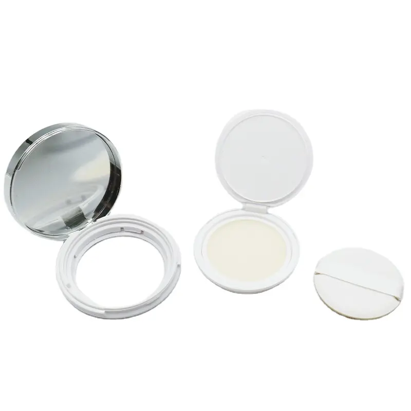 High Quality Blush Case Packaging Plastic Package Box Round Compact Powder Container Support Customized