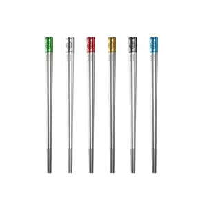 Reusable Heat-resistant Stainless Steel Chopsticks palillos chinos Metal Black Chopsticks with logo