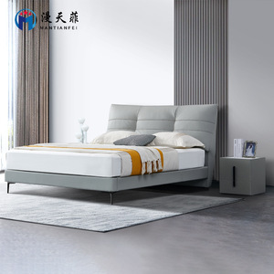 เตียงหุ้มเบาะ Mantianfei ขนาด 1.8x2 ม. หัวเตียงหุ้มหนัง ห้องนอนใหญ่ เตียงคู่ - Product Image 1