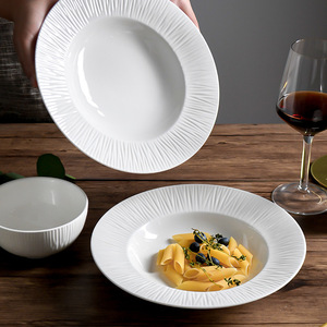 Juego de vajilla para el hogar de China de hueso blanco puro, plato de Pasta italiano profundo, sombrero de paja, plato de cocina occidental, cuenco de comedor - Product Image 2