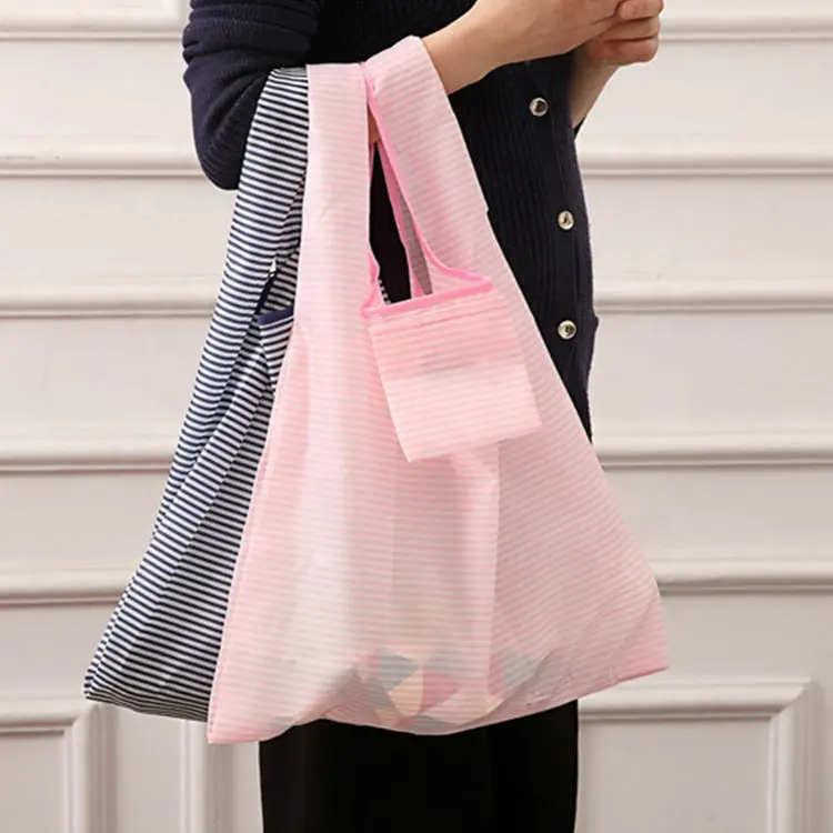 New Hot Sale Fashion printing foldable green shopping bag Tote Folding pouch handbags Convenient Large-capacity storage bags