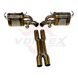 ระบบท่อไอเสีย Vortex Titanium Gold Valved สำหรับ Ferrari 812 Superfast 6.5L พร้อมตัวเก็บเสียงแบบ Barrel และชุดปลายท่อสีทองแบบ Quad - Product Image 3