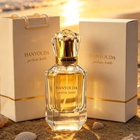 Flacon de parfum vide avec bouchon en cristal 30ml/50ml/100ml, en verre facetté, avec pulvérisateur à pompe à bord doré, gravure rectangulaire