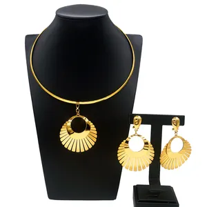 Zhuerrui New Design 24k Italian Gold Plated Women Jewelry Set Fashion Necklace African Big Jewelry Sets N220011