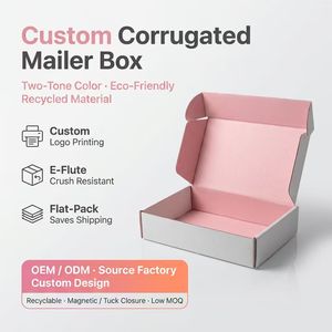 Boîte d'expédition en carton ondulé personnalisée en matériaux recyclés avec fermeture magnétique et intérieur rose pour vêtements, chaussettes et marques e-commerce - Product Image 1