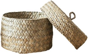 Haute qualité en gros jonc de mer vietnamien boîte de rangement ronde bambou matériel prix raisonnable pour boîtes à mouchoirs - Product Image 2