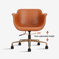[En Stock] Chaise d'ordinateur en cuir design, chaise de bureau décontractée de luxe léger, chaise de bureau à domicile confortable, ergonomique et réglable en hauteur haut de gamme