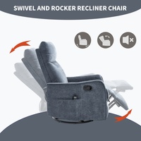 360 °   Fauteuil inclinable en chenille bleue robuste avec massage pivotant et à bascule, minuterie, 8 points de vibration et chaleur lombaire