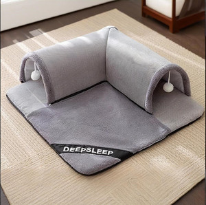 อุโมงค์สำหรับแมวในร่มพร้อมรังผ้ากำมะหยี่ดีไซน์ให้เป็นรูแบบไม่ลื่นทนทานและสะดวกสบายซักได้สำหรับสัตว์เลี้ยง - Product Image 1