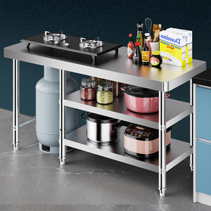 Mesa De Trabalho De Aço Inoxidável Top Fogão A Gás Cozinha Bancada Dupla 2 Três Tanque De Gás De 3 Camadas Pode Ser Colocado Nas Mesas Inferiores - Product Image 4