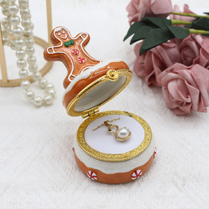 Wholesale Luxury Christmas Collection Cute Style Printed <strong>Ceramic</strong> <strong>Jewelry</strong> <strong>Boxes</strong> Snowman Christmas Tree Ring Earrings Necklace - Product Image 5